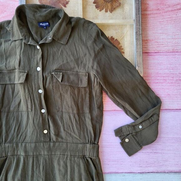 Madewell Olive Green Utility Pocket Straight Leg Pocket Jumpsuit Small - Picture 5 of 6